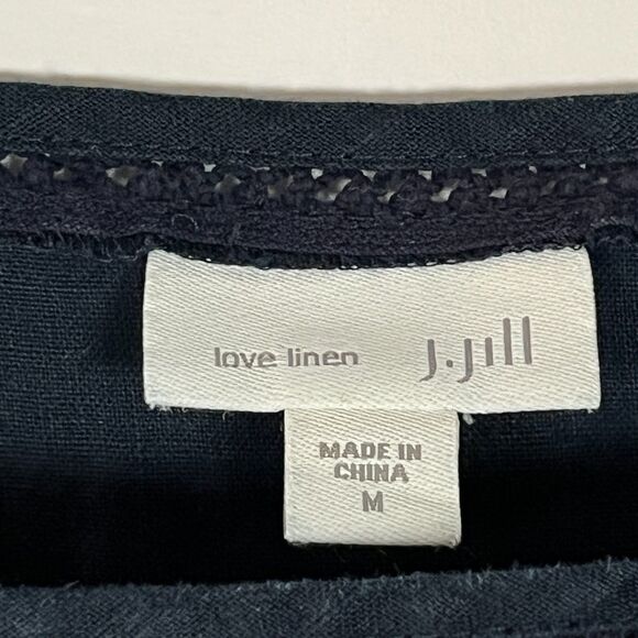 J. Jill Love Linen Dress Womens Medium Shift Resort Beachy Sleeveless Crochet - Picture 3 of 10